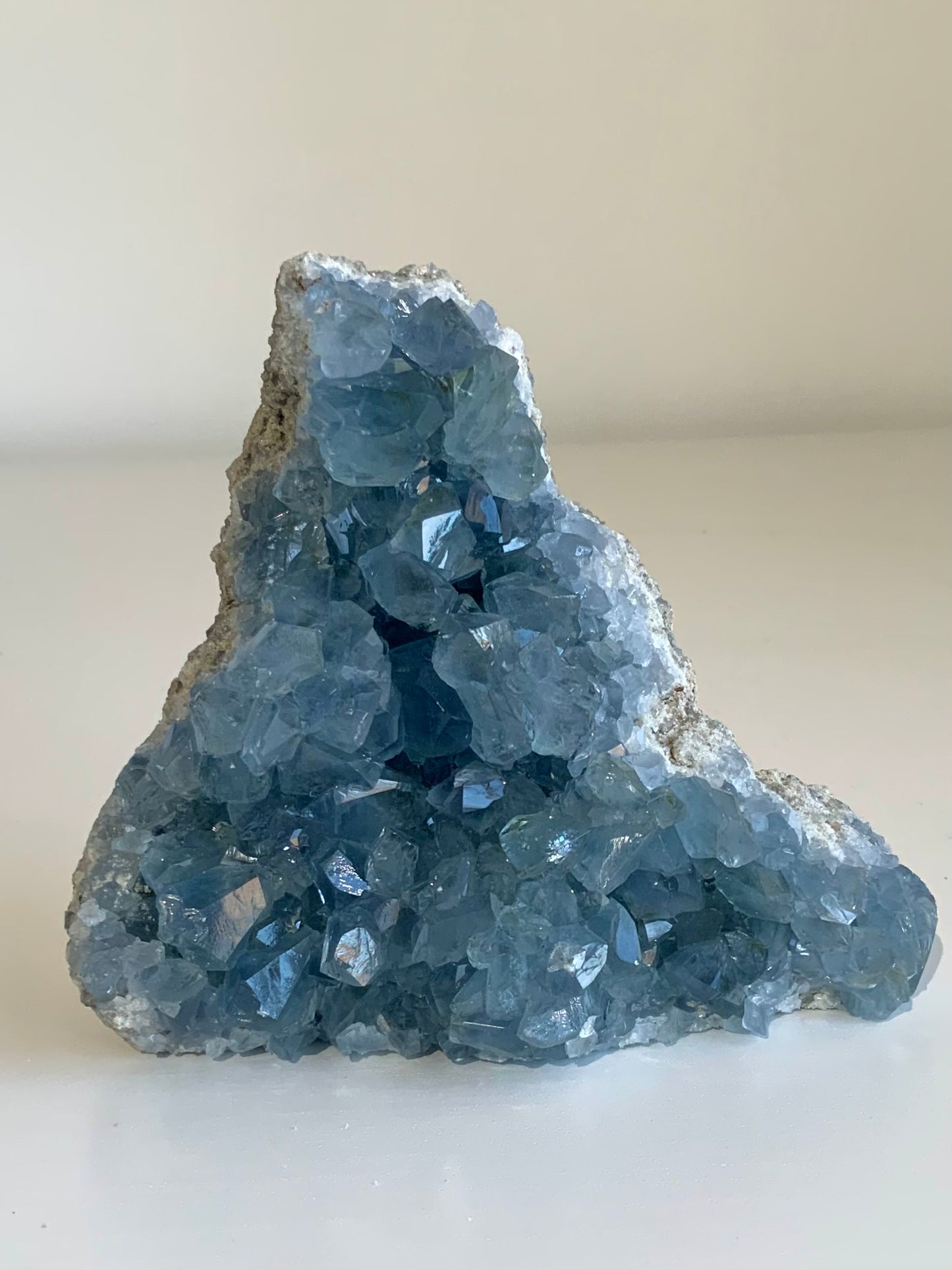 Celestite Cluster – Ocean Blue Self-Standing Crystal Geode