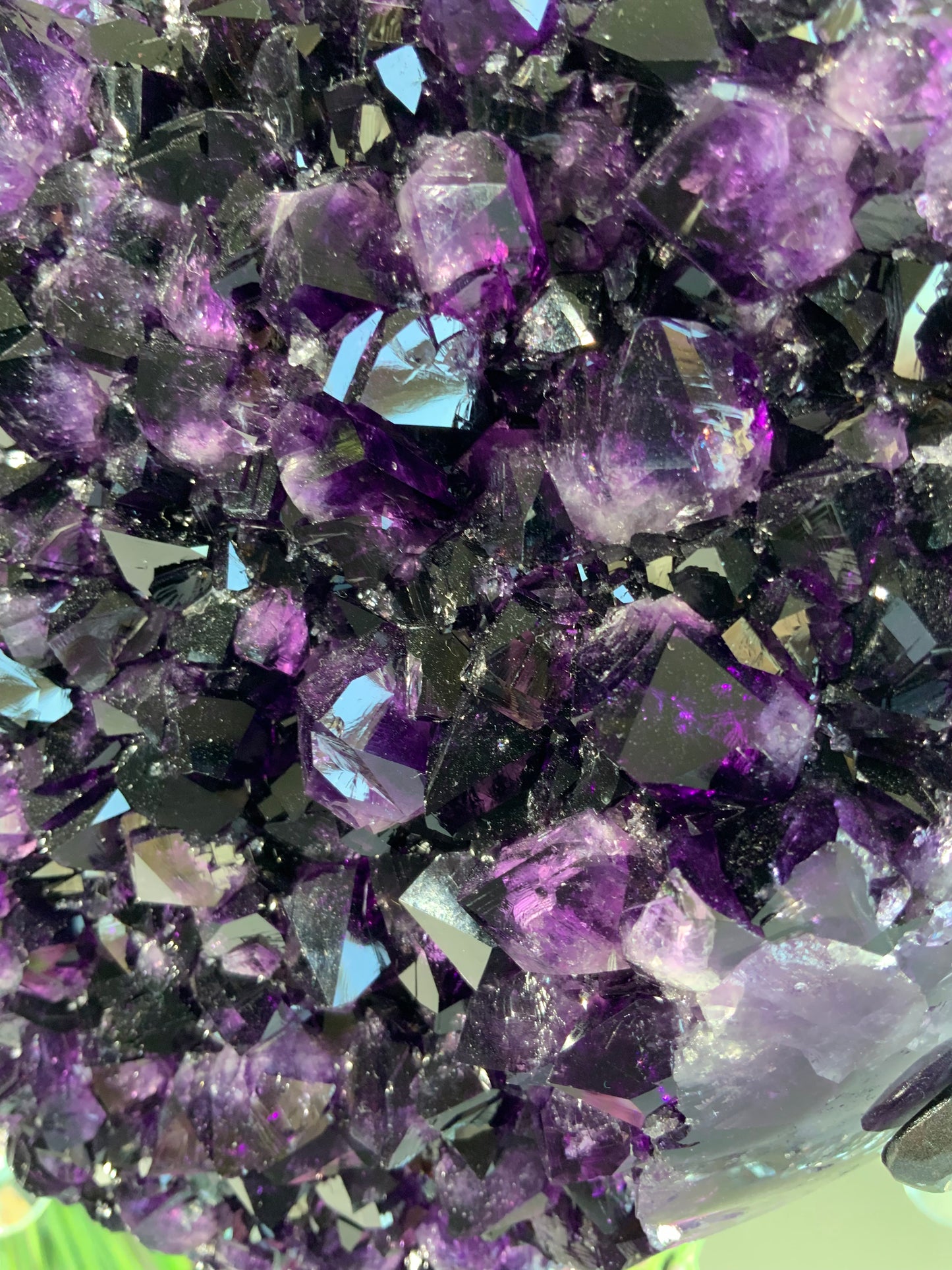X-Large Grape Jelly Uruguay Amethyst Heart — Deep Purple Statement Piece on Stand