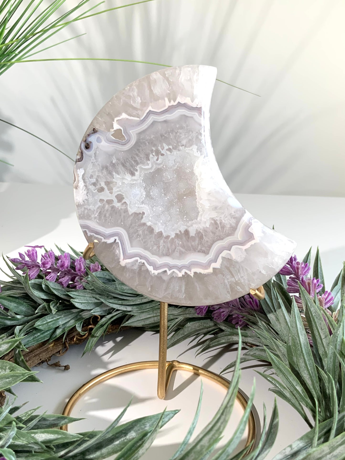 Agate Moon with Druzy -F