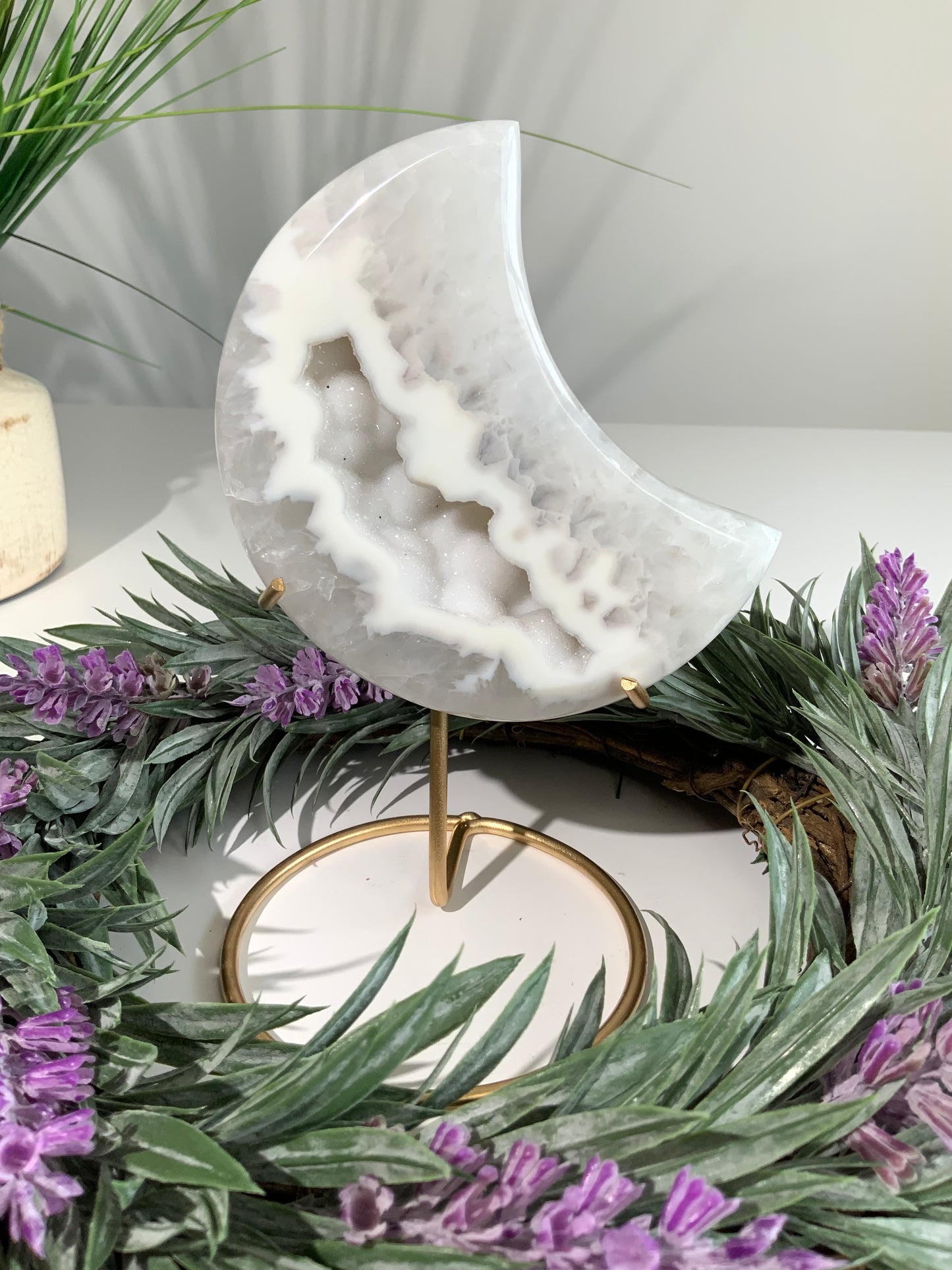 Agate Moon with Druzy - E