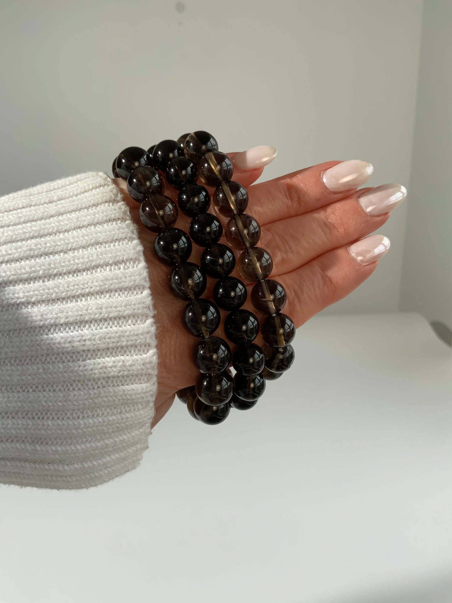 Smoky Quartz Bracelet – 8mm Natural Crystal Bead Stretch Bracelet | Grounding & Protection