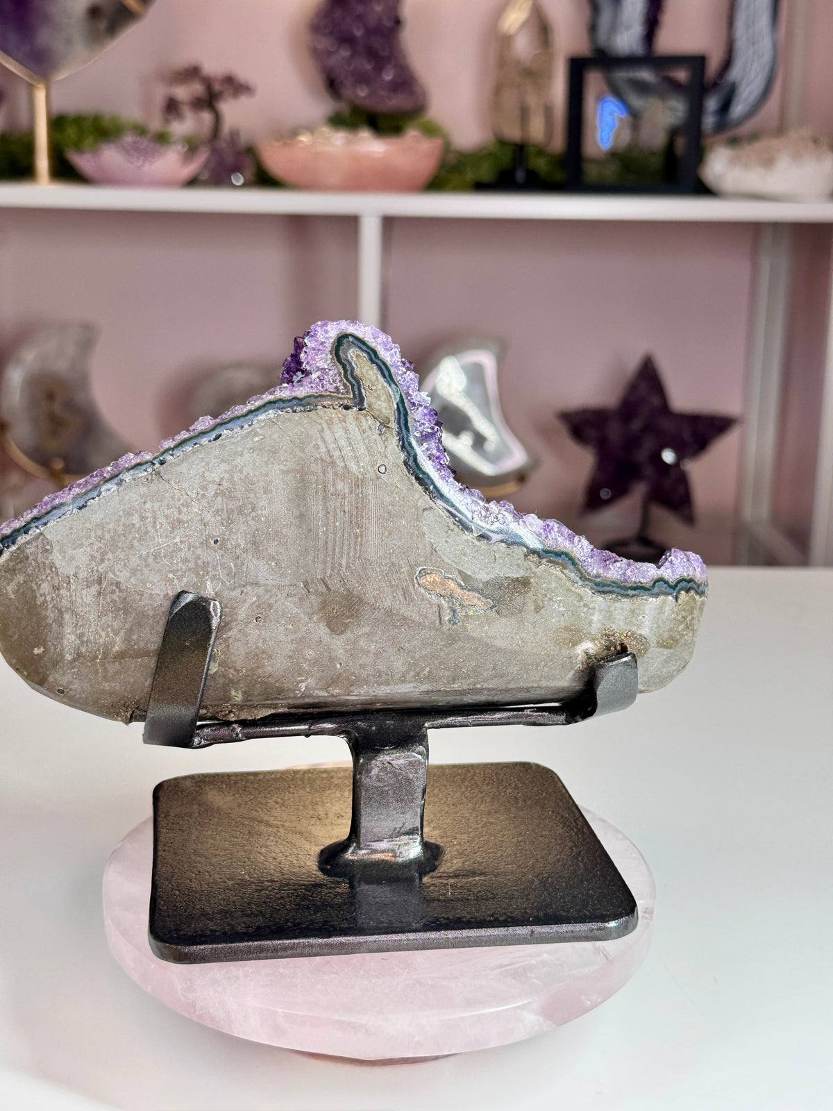 Uruguayan Amethyst Statement Piece with Stalactite Eye | Custom Stand