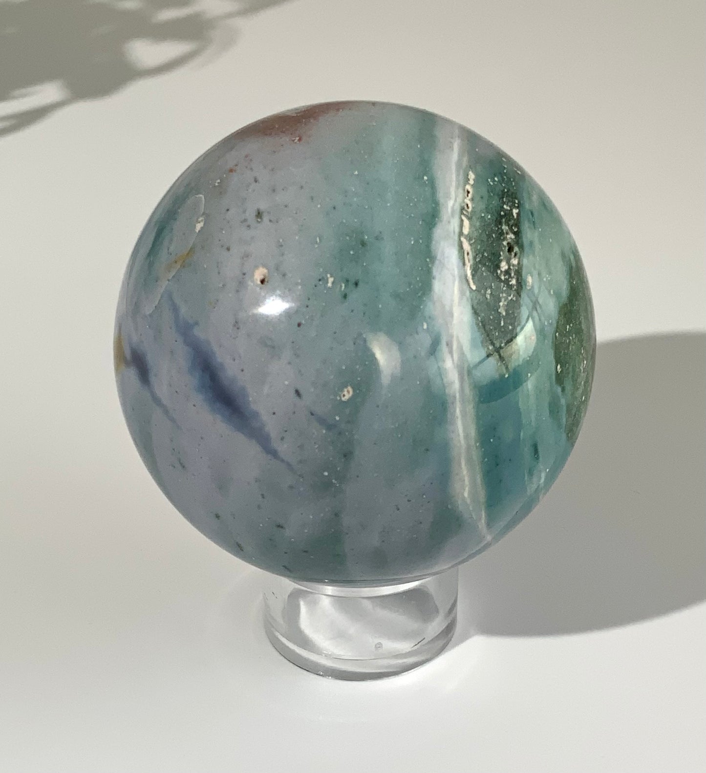 Sea Jasper Sphere – Pastel Ocean Crystal | 90mm Sphere | Green Blue Lavender Stone