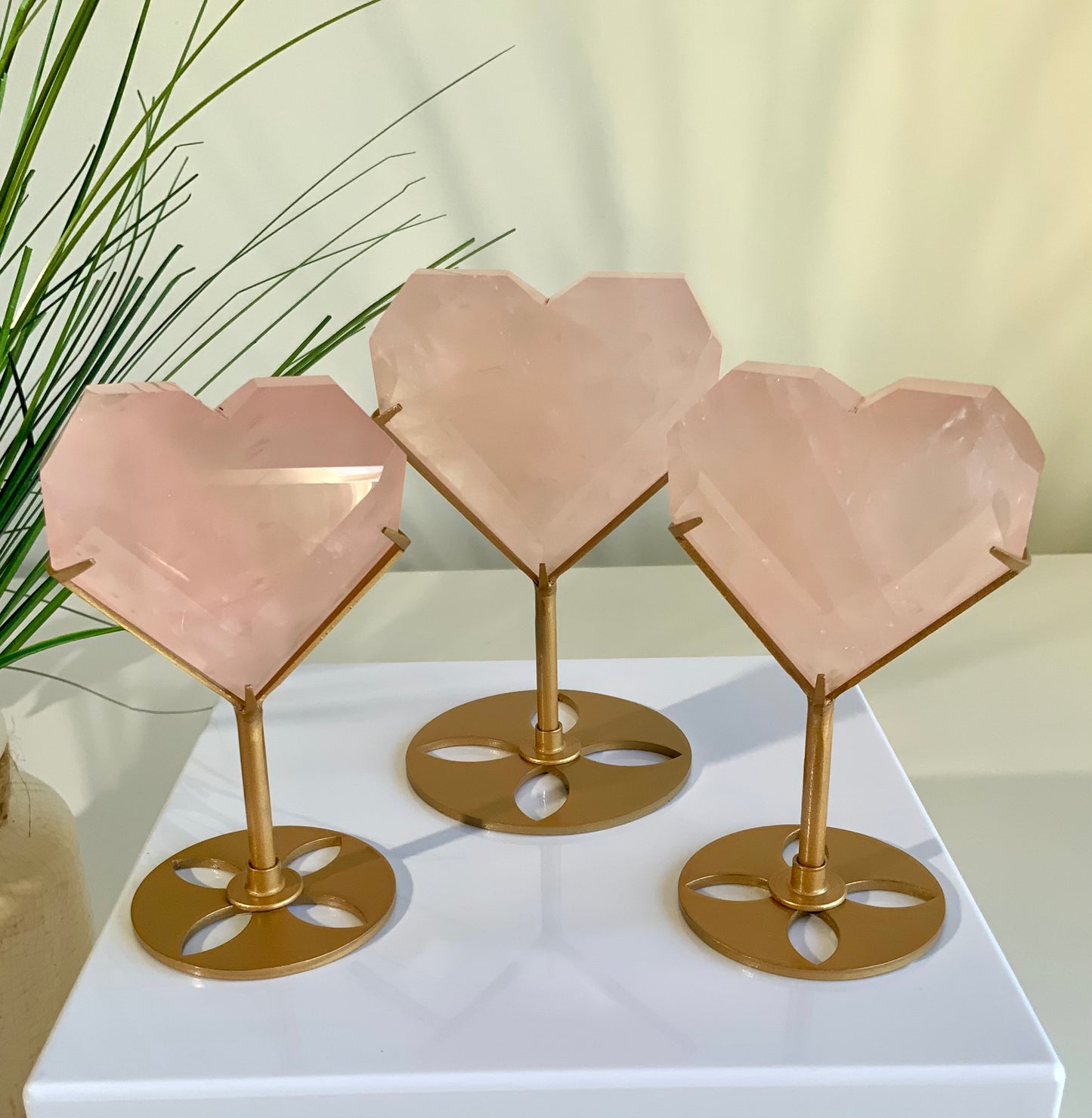 Rose Quartz Heart on Stand | Love & Heart Chakra