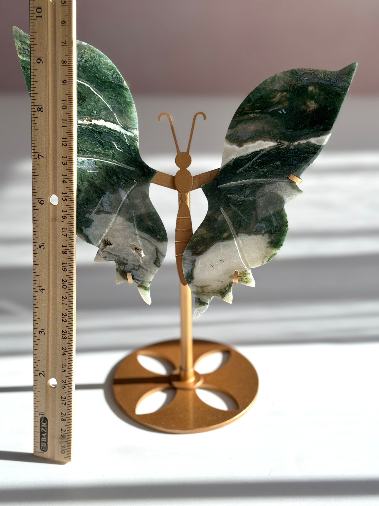 Moss Agate Butterfly Carving