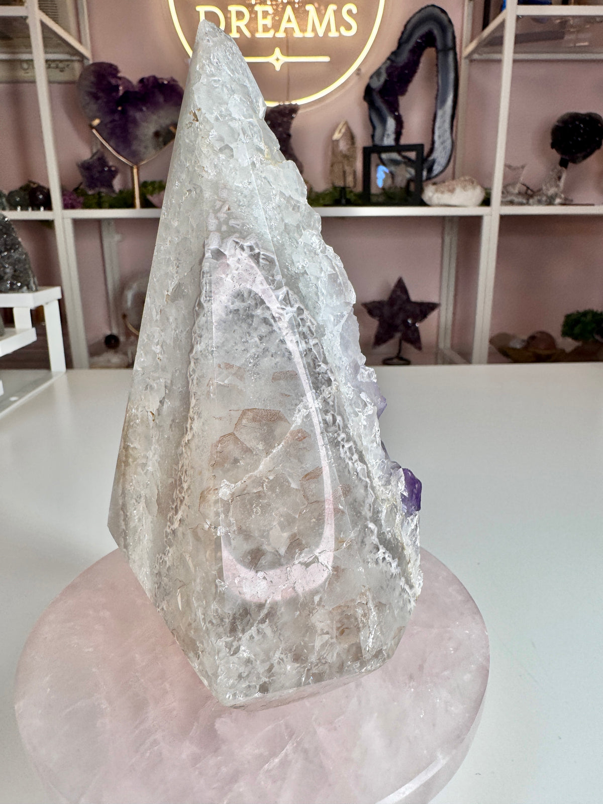 Amethyst & Agate Druzy Pyramid | Purple Crystal Pocket with Sugary Sparkle ⭐