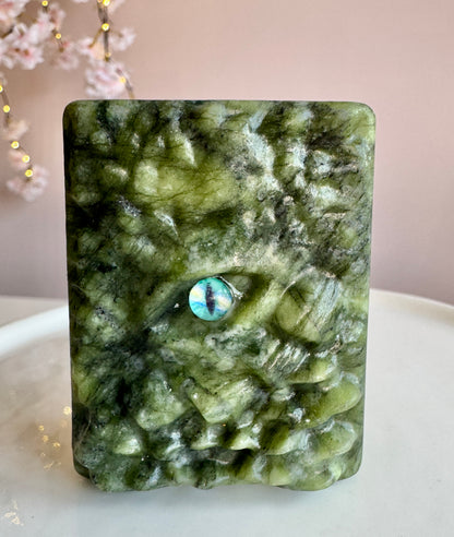 Crystal Dragon Book 6cm | Pick Your Own | Labradorite or Green Jade