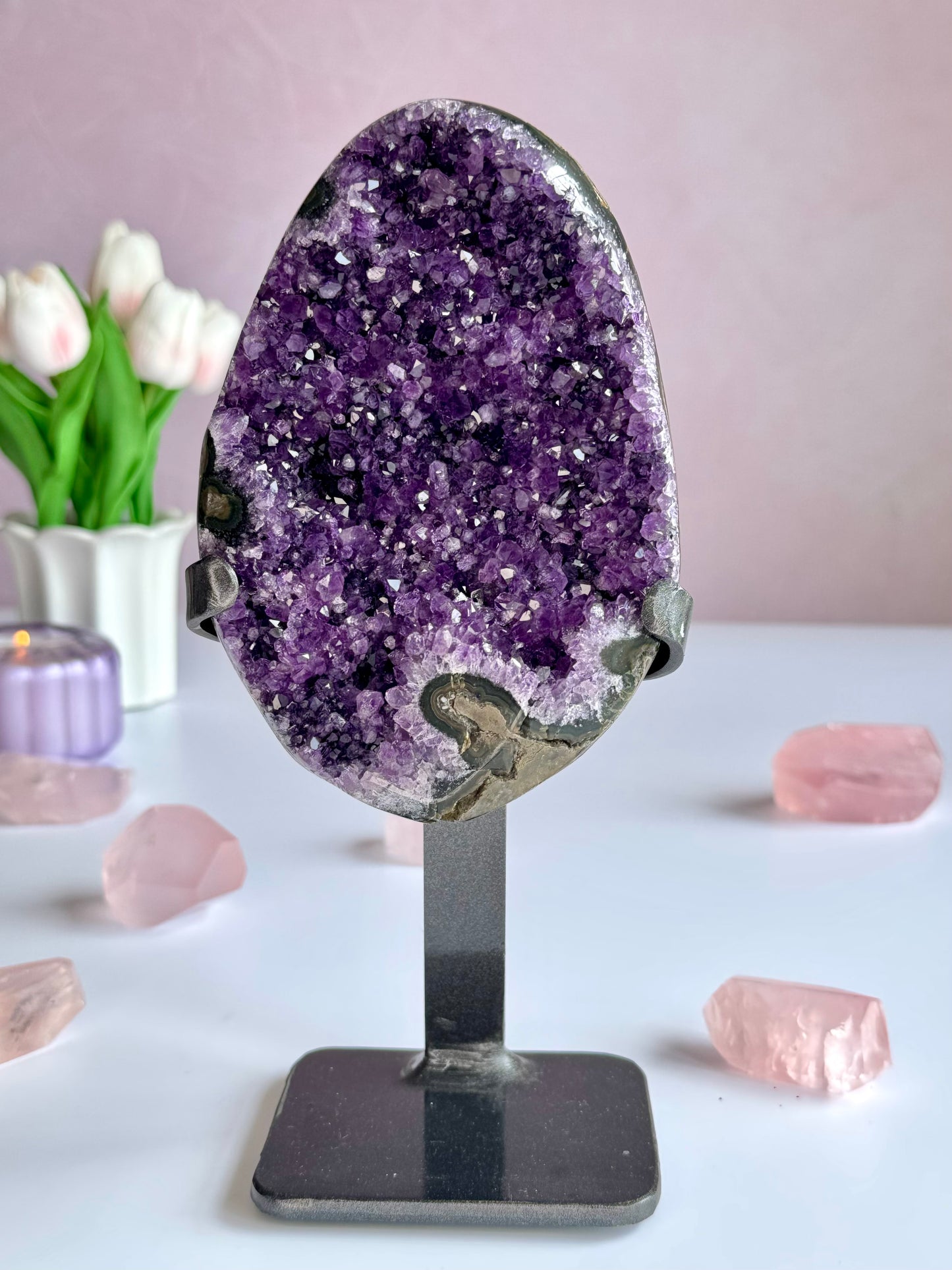 Amethyst Cluster from Uruguay on Custom Stand