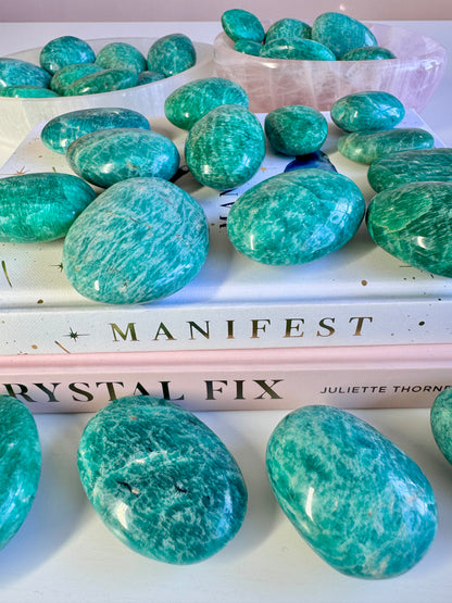 Amazonite Palm Stones | Deep Teal & Emerald Green | Intuitively choosen