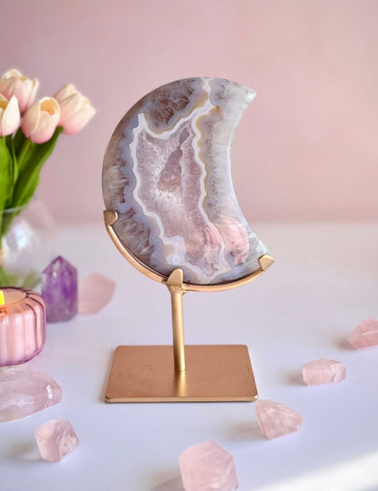 Agate Druzy Moon – Natural Crystal Display Piece