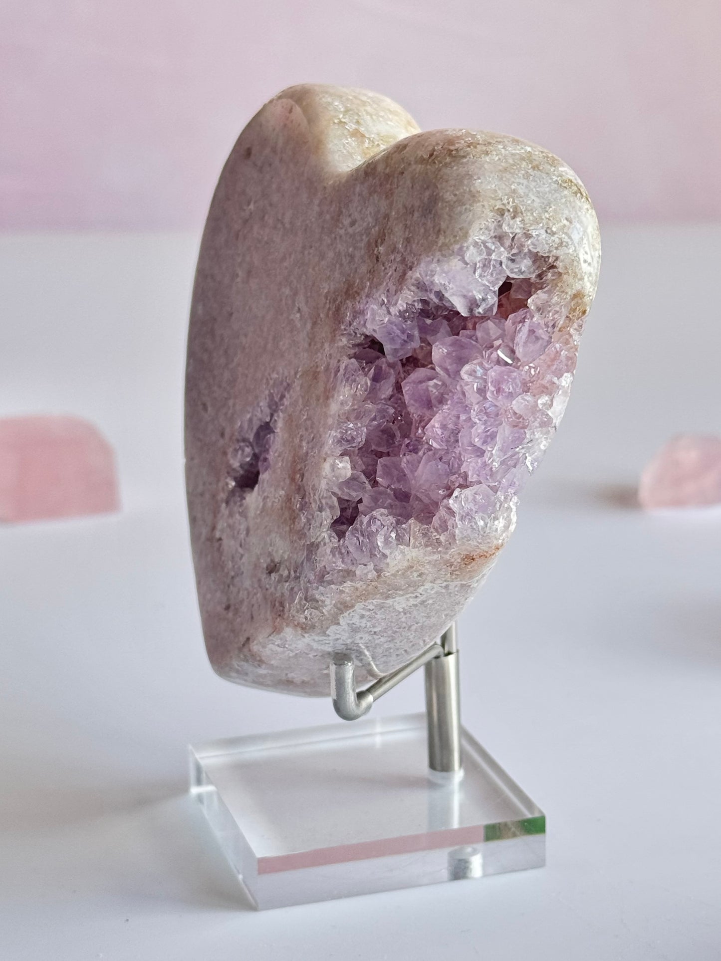 Pink Amethyst Heart with druzy