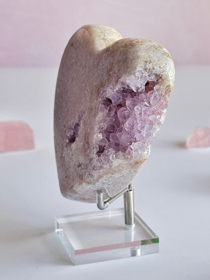 Pink Amethyst Heart with druzy