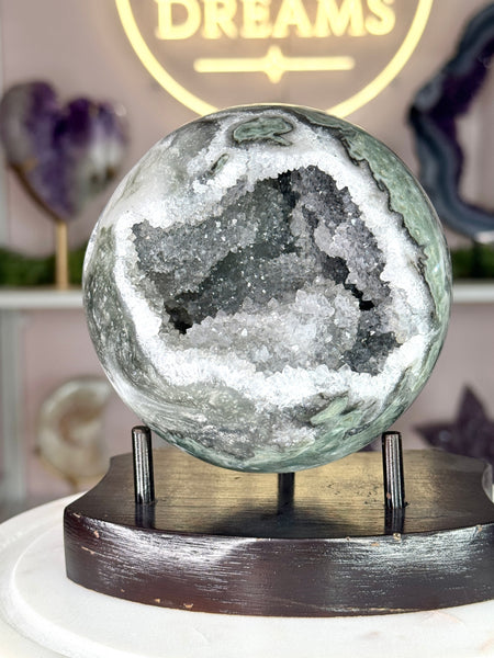 Large Uruguay Green Amethyst Druzy Sphere
