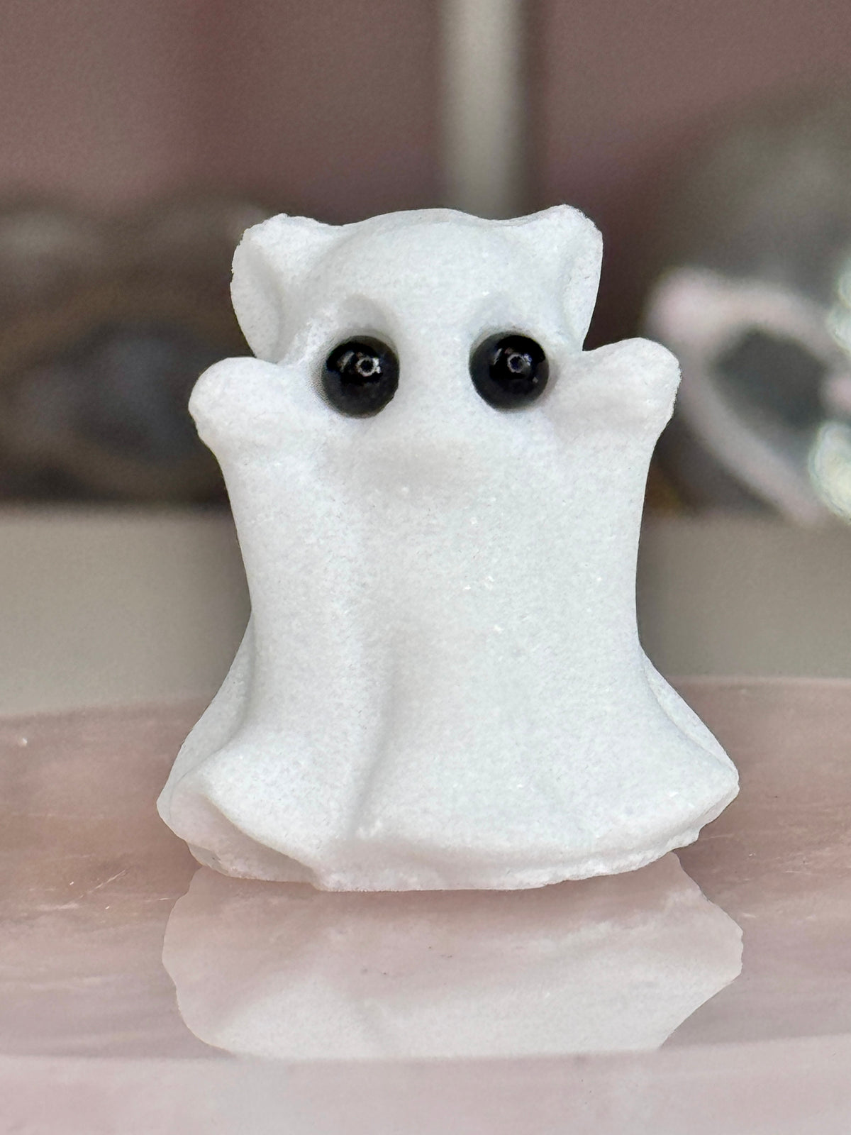 Mini White Jade Crystal Ghost Carving | Spooky Cute Crystal Friend 👻