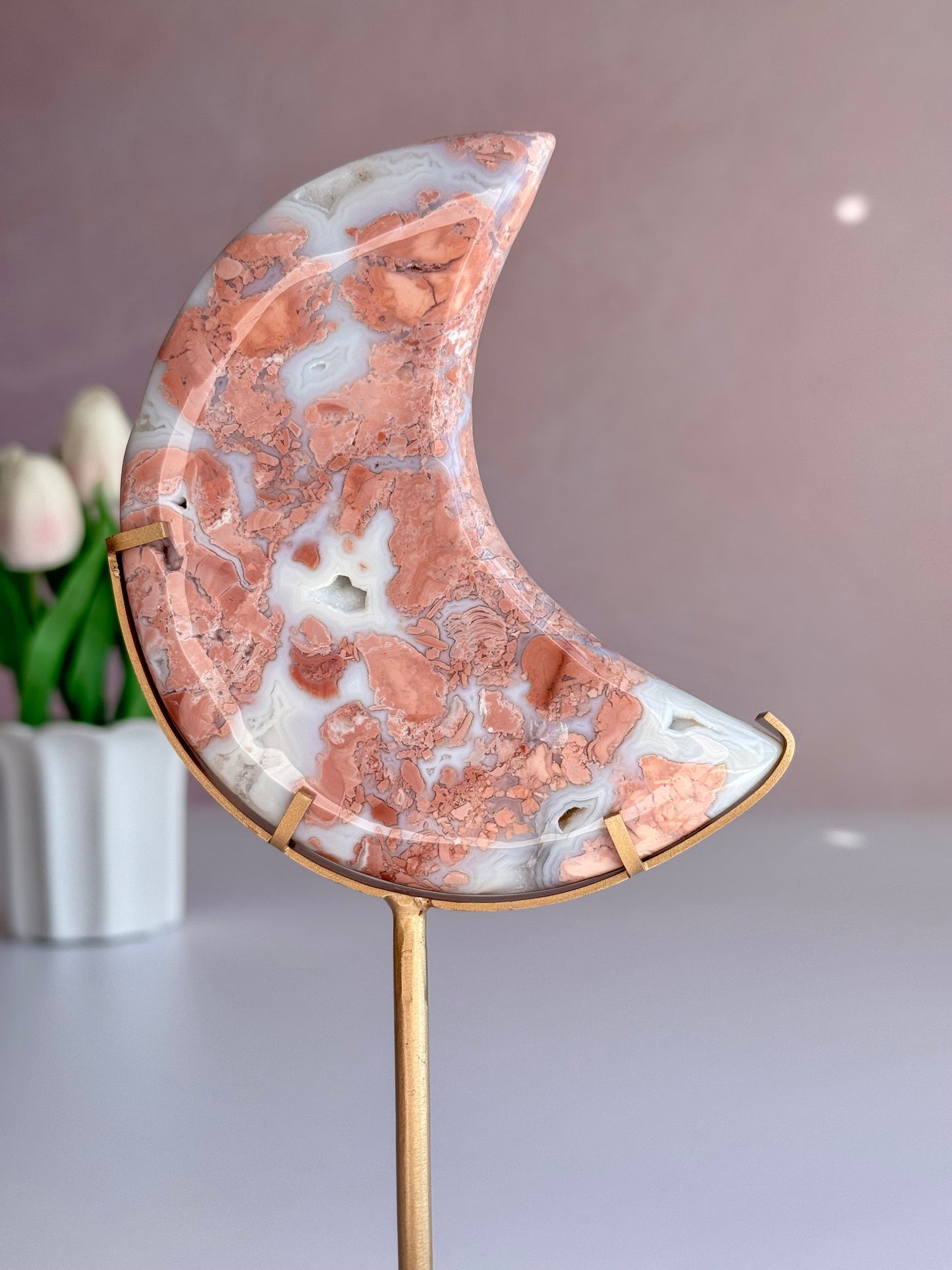Cotton Candy Agate Moon