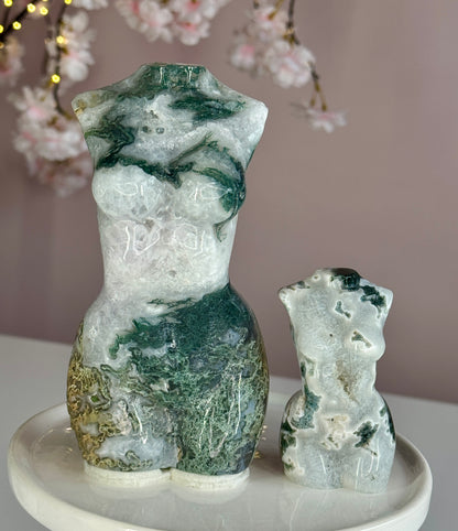Moss Agate Goddess Body Carving