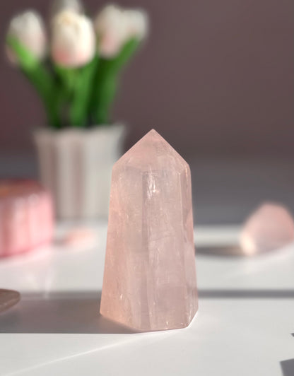 🌸 Rose Quartz Tower – Polished Point for Love & Calm- Q