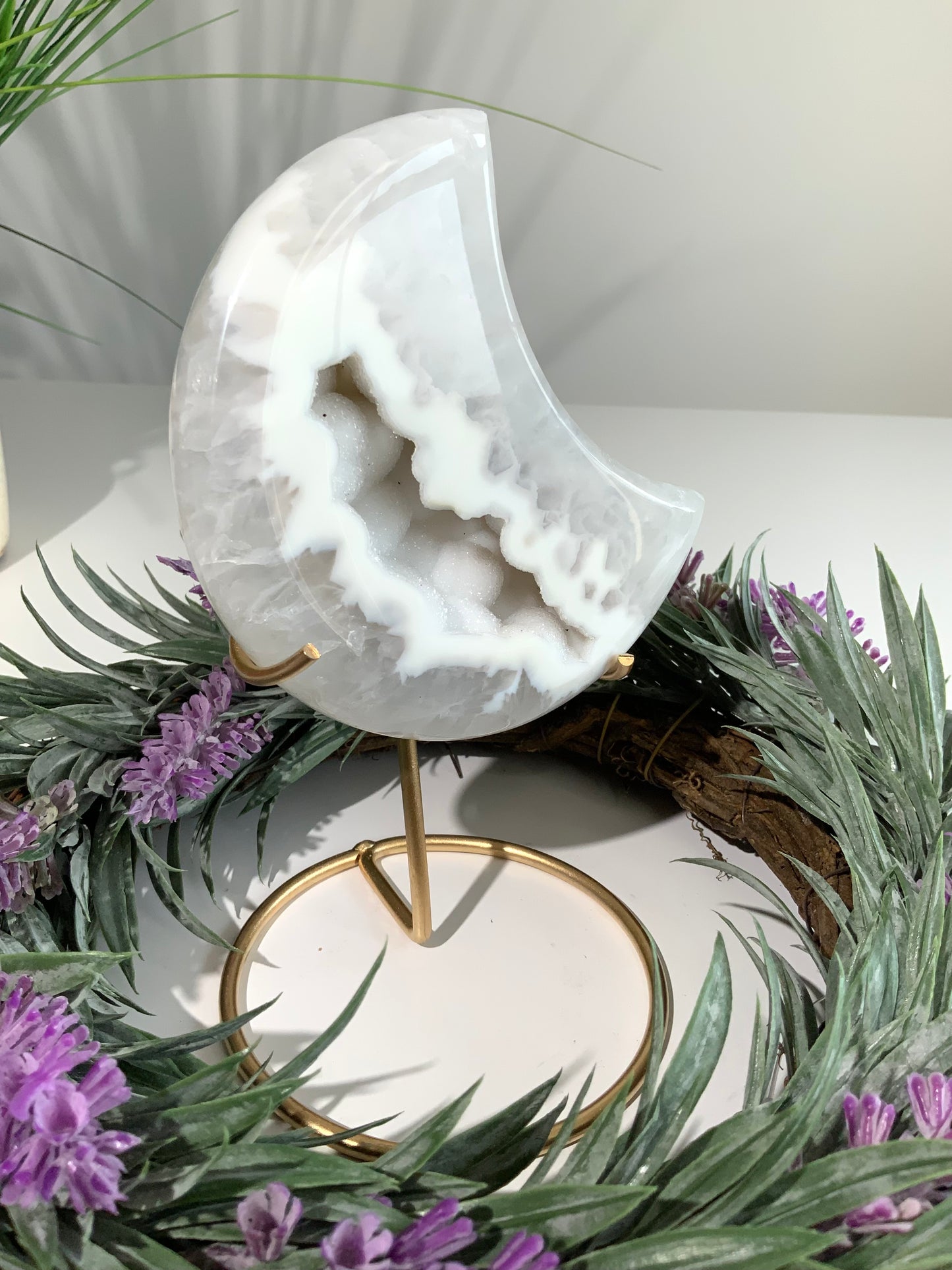 Agate Moon with Druzy - E