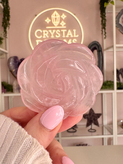 Rose Quartz Rose Carving