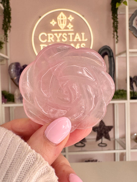 Rose Quartz Rose Carving