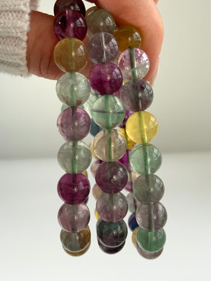 Rainbow Fluorite Bracelet –  Crystal Bead Bracelet | Focus & Clarity Stone