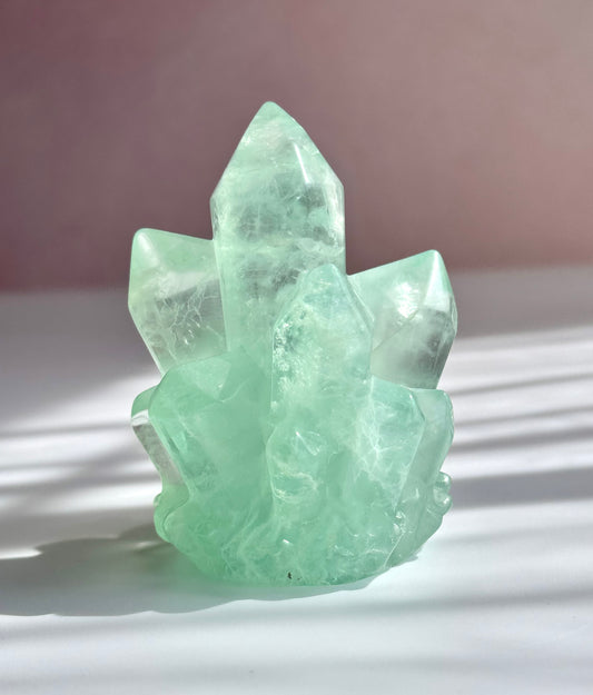 Mint Green Ice Fluorite Points | One-of-a-Kind Crystal Cluster
