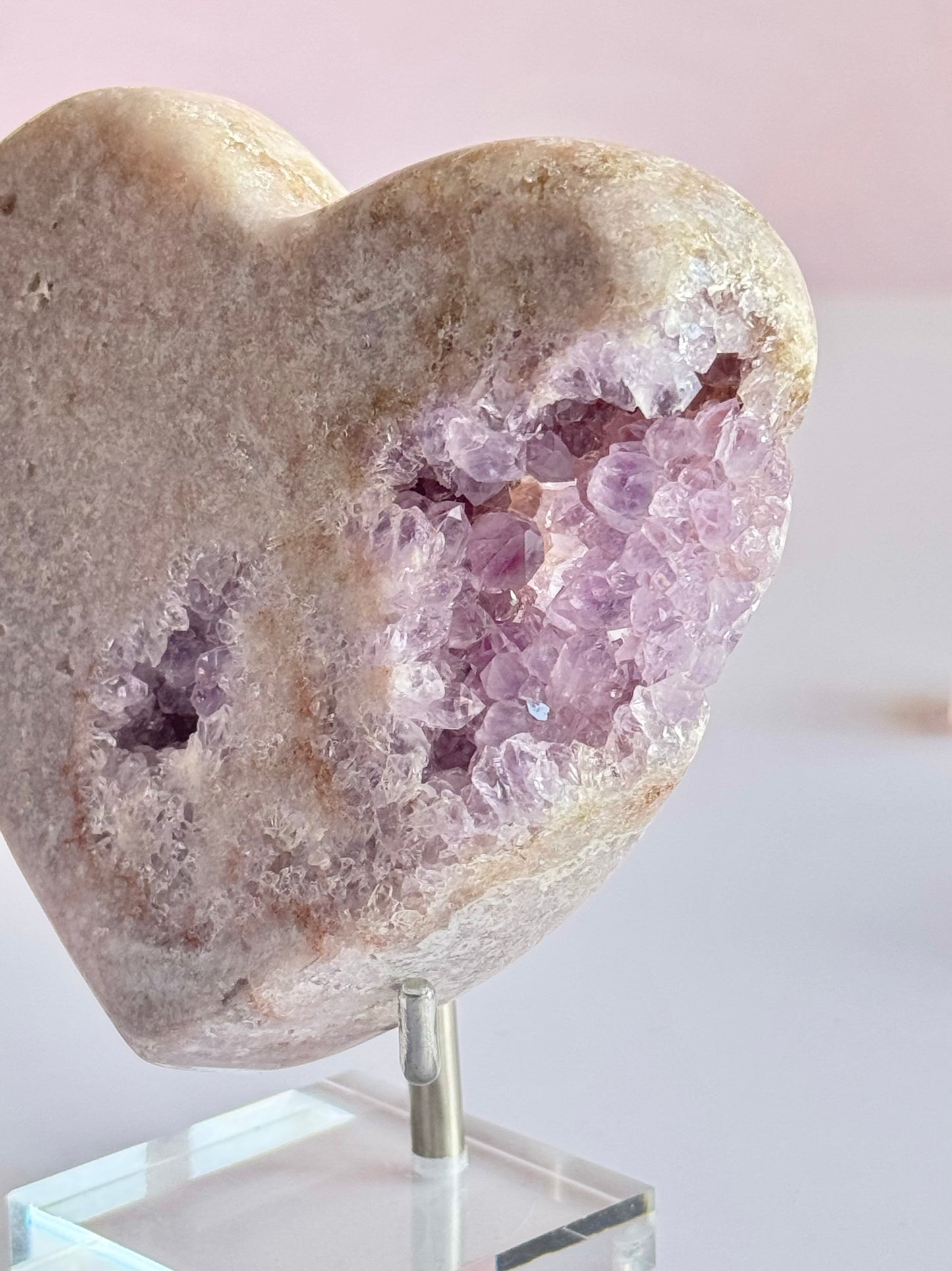 Pink Amethyst Heart with druzy