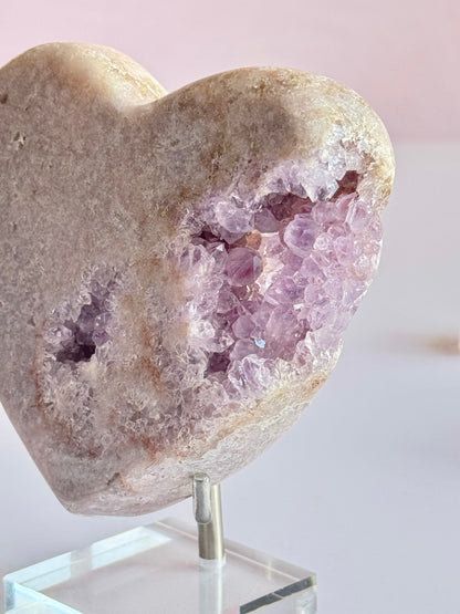 Pink Amethyst Heart with druzy