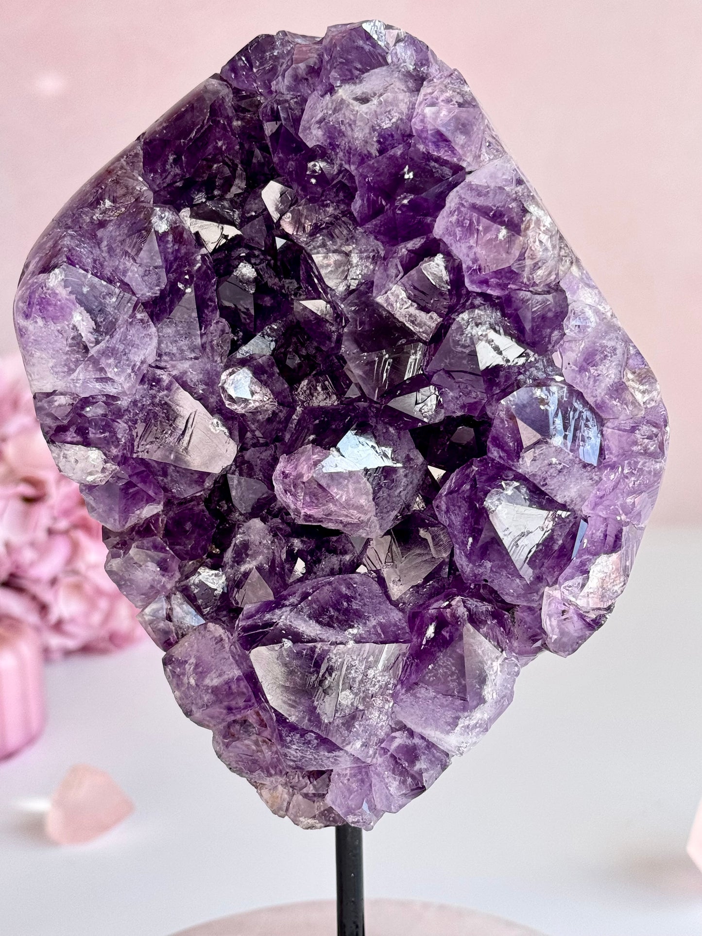 Deep Purple Amethyst Cluster on Custom Stand | Natural Crystal Display