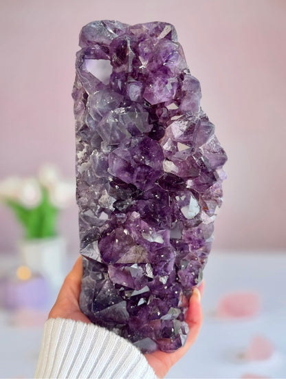 Deep Purple Amethyst Cluster with Sugar Druzy | High-Vibration Statement Crystal