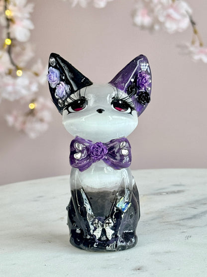 Hand Painted Satin Spar Luna Cat