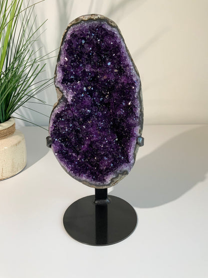 Stunning Deep Uruguay Amethyst Statement Piece on Custom Stand