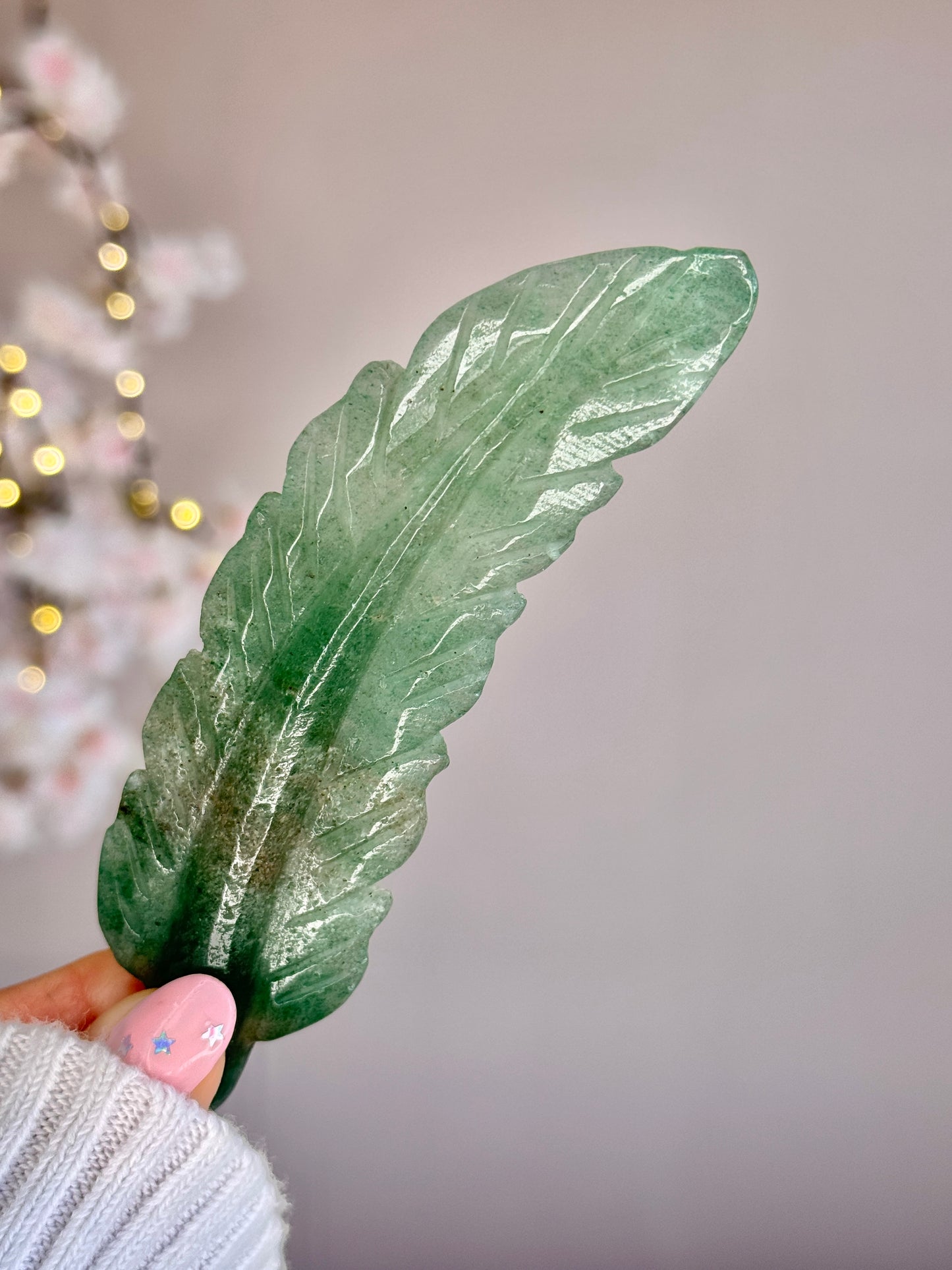 Hand Carved Crystal Feather | Natural Crystal Feather Carving | Rose Quartz, Sodalite, Moss Agate, Golden Healer