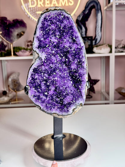 Uruguay Amethyst Geode on Stand | Deep Grape Jelly Purple | 13 Inches