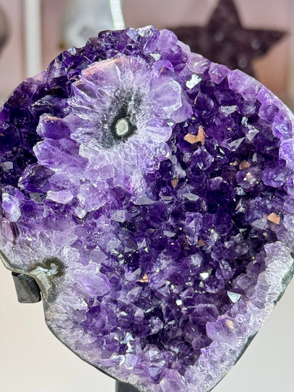 Uruguay Amethyst with Stalactite Flower on Custom Stand