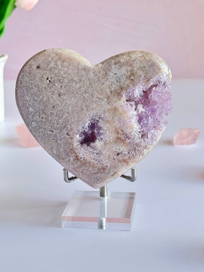 Pink Amethyst Heart with druzy