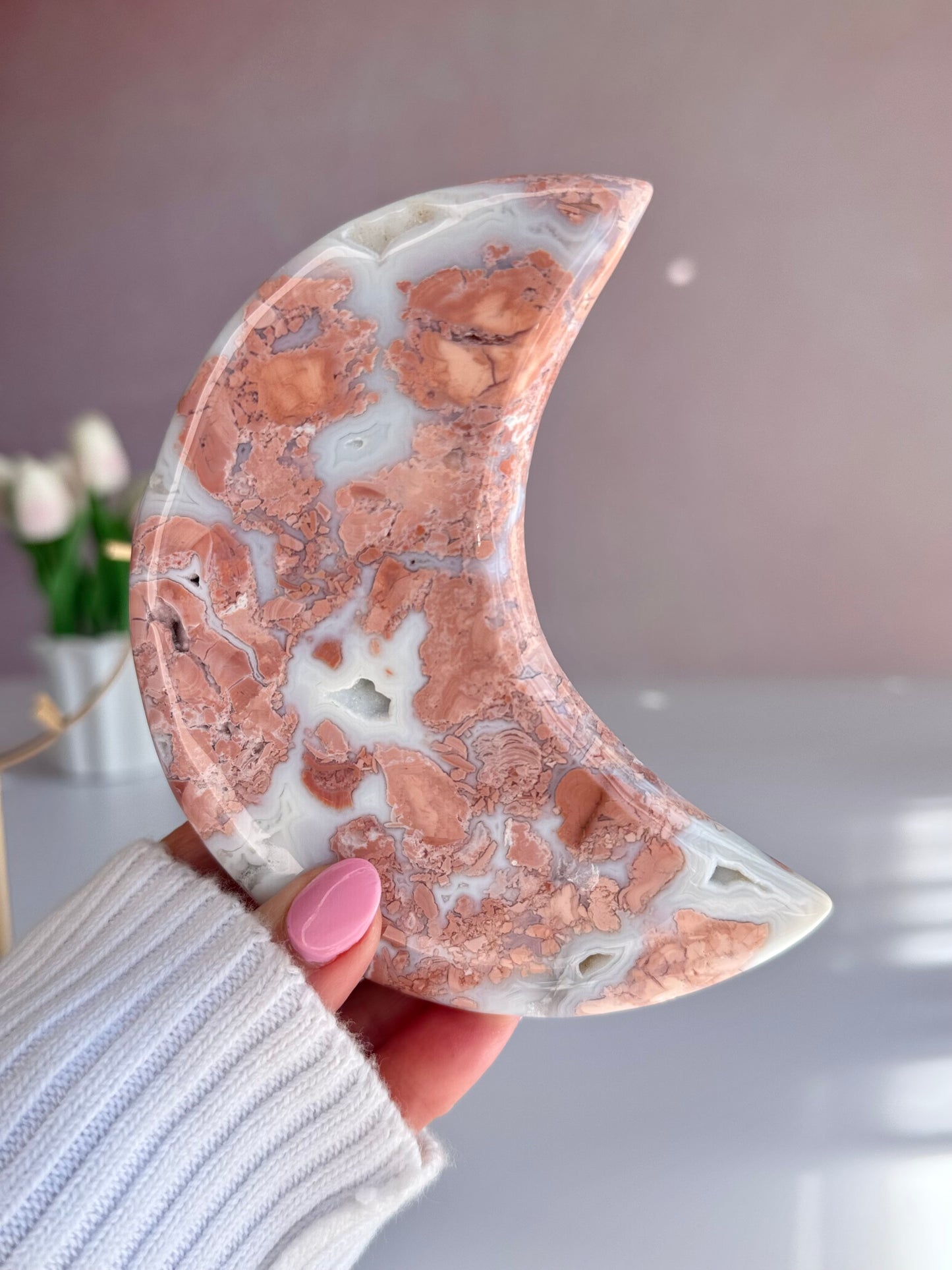 Cotton Candy Agate Moon
