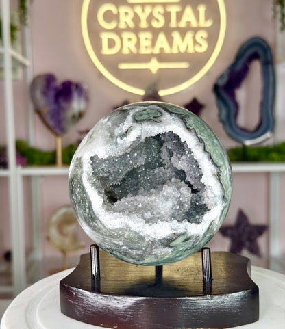 Large Uruguay Green Amethyst Druzy Sphere