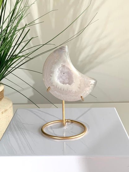 Agate Moon with Druzy-H