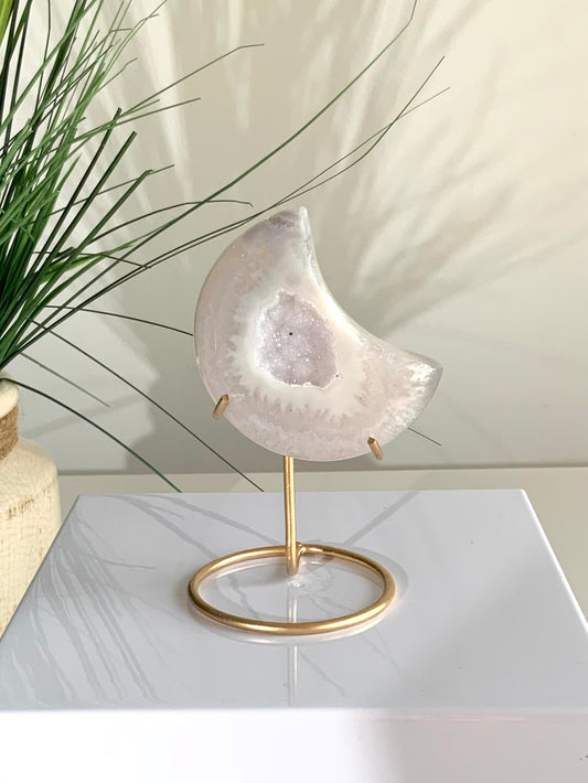 Agate Moon with Druzy-H