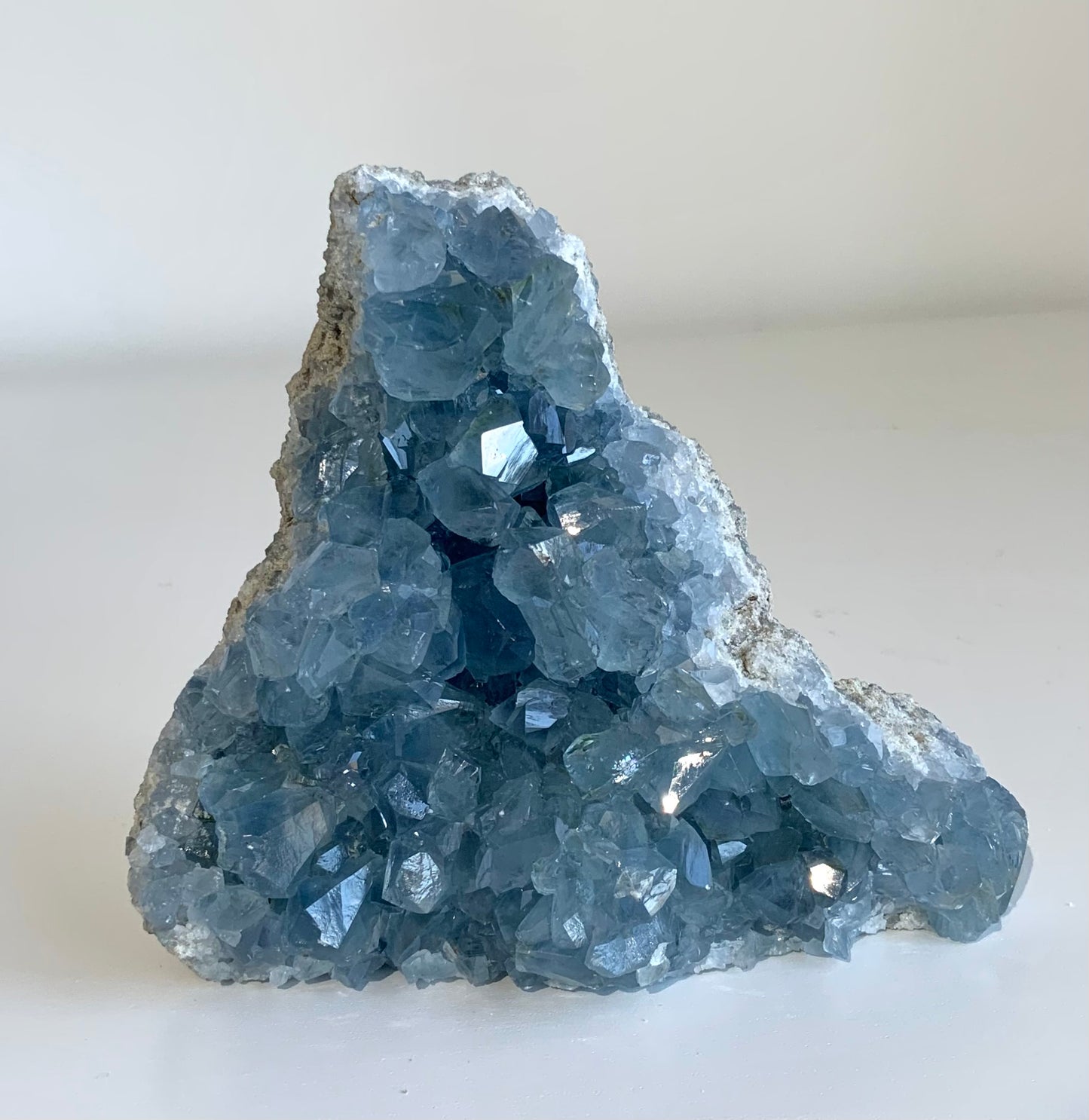 Celestite Cluster – Ocean Blue Self-Standing Crystal Geode