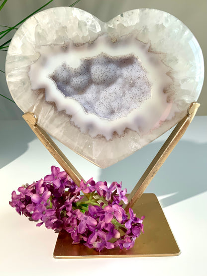 Sugar druzy agate heart