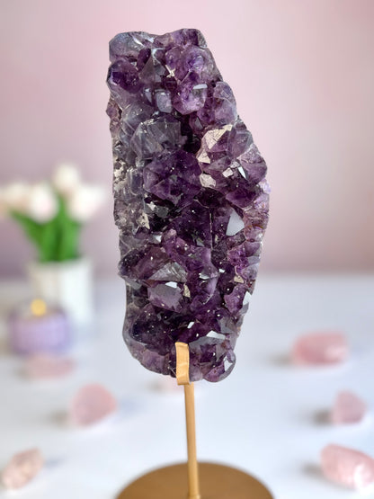 Deep Purple Amethyst Cluster with Sugar Druzy | High-Vibration Statement Crystal