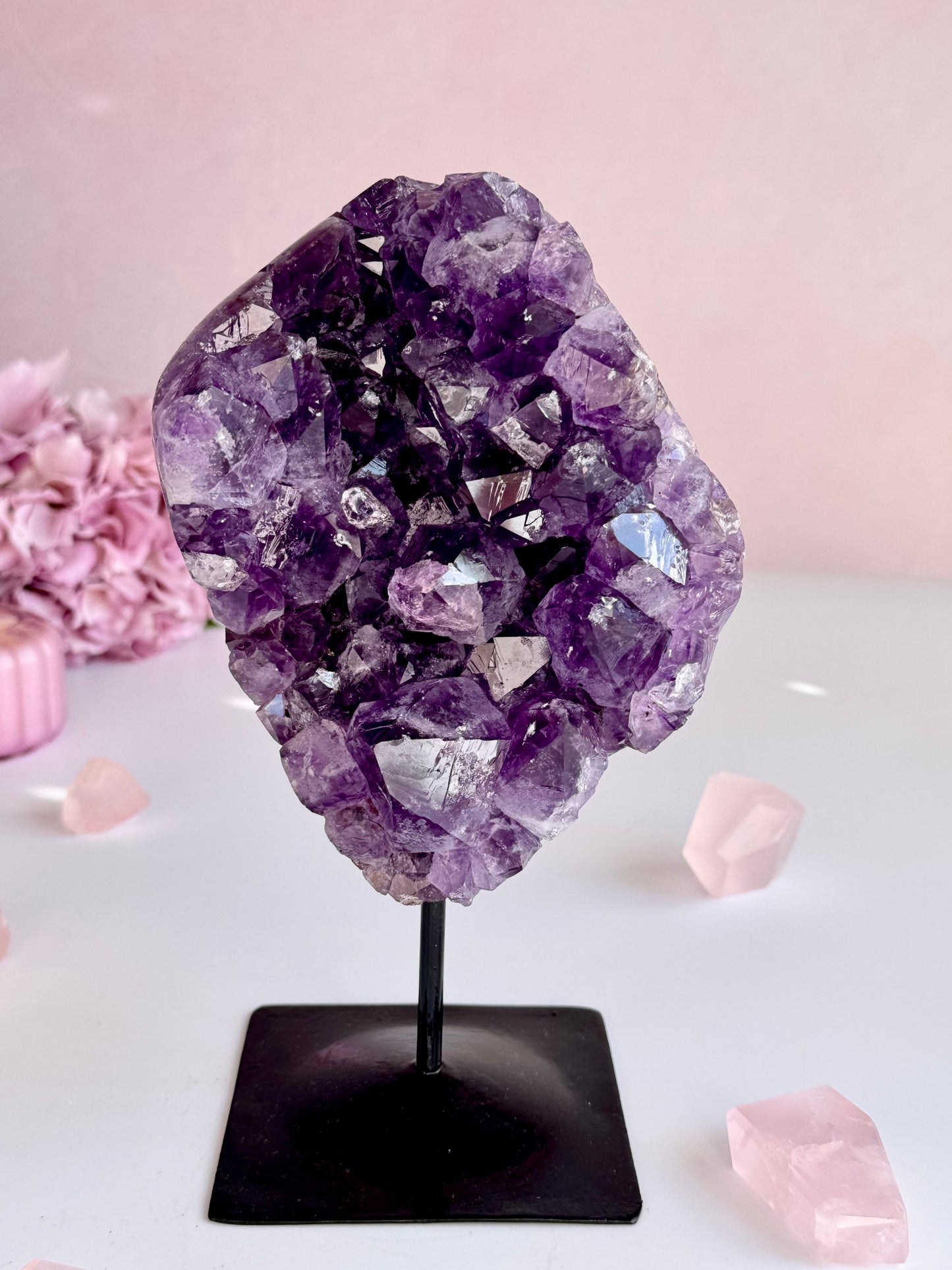 Deep Purple Amethyst Cluster on Custom Stand | Natural Crystal Display