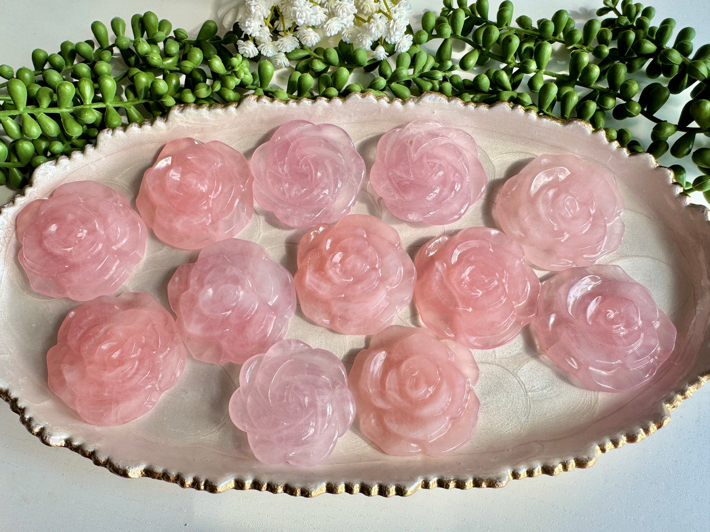 Rose Quartz Rose Carving