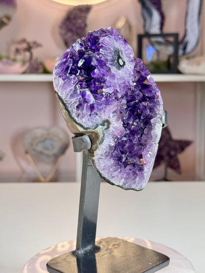 Uruguay Amethyst with Stalactite Flower on Custom Stand