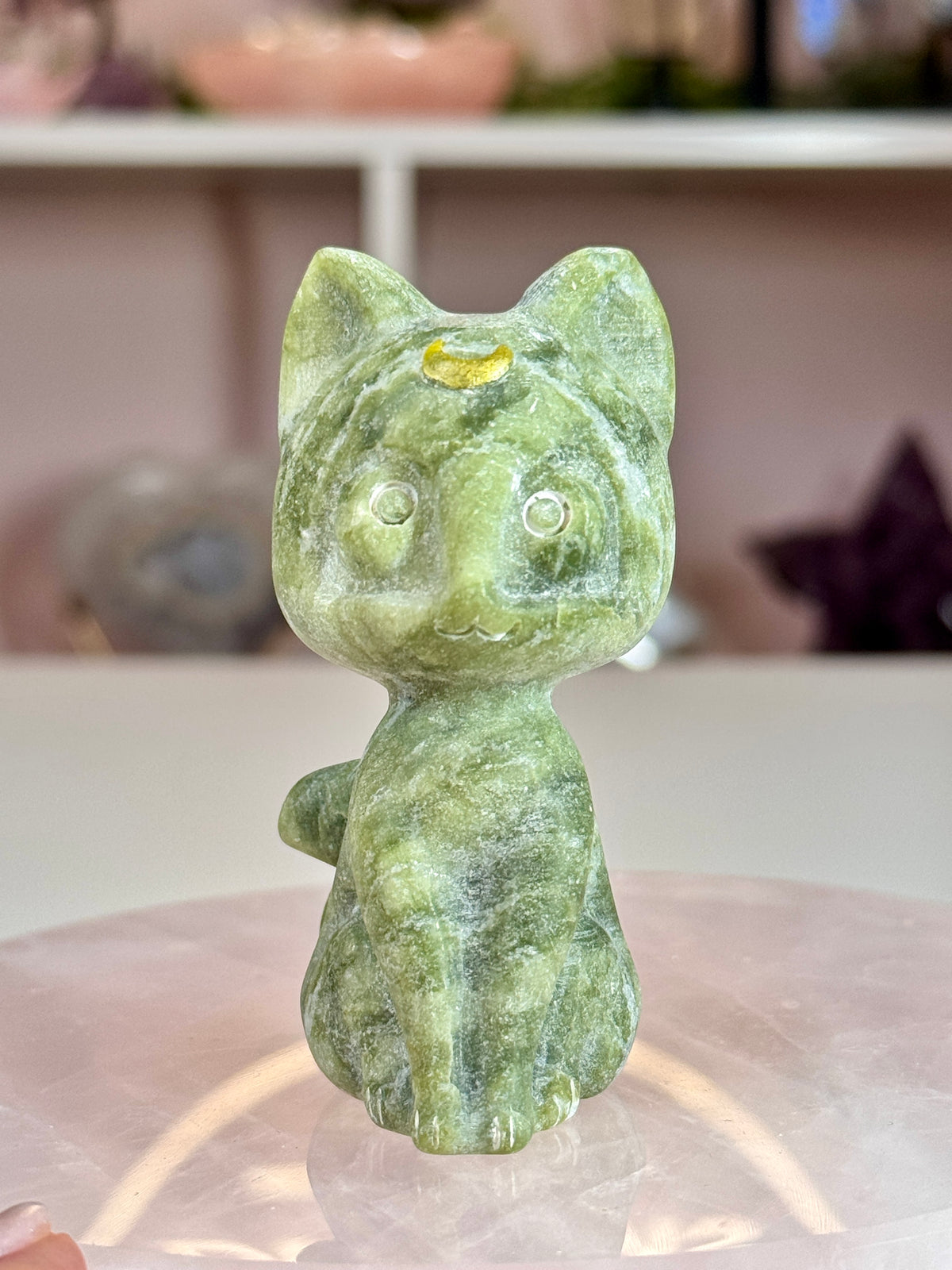 Luna Crystal Cats | Crescent Moon Cat Carvings | 4 Crystal Options