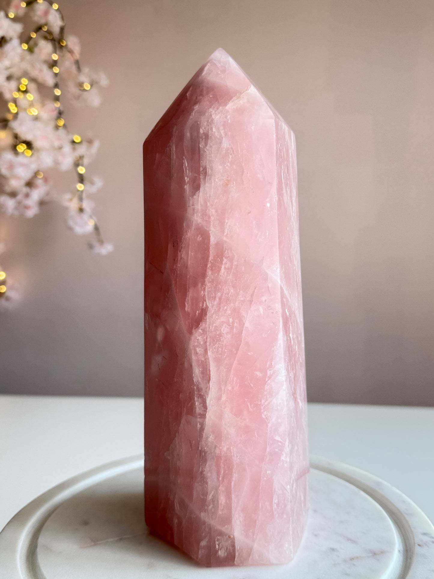 Bubblegum Pink Rose Quartz Tower | 10" Statement Crystal | 7 lb Natural Rose Quartz