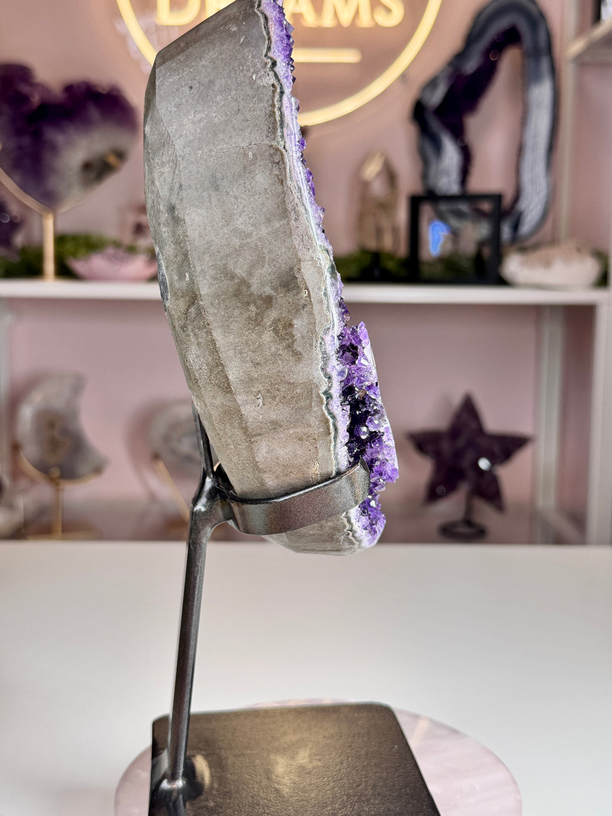 Uruguay Amethyst with Flower Formations on Stand