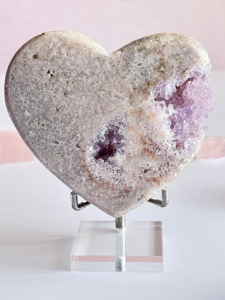 Pink Amethyst Heart with druzy